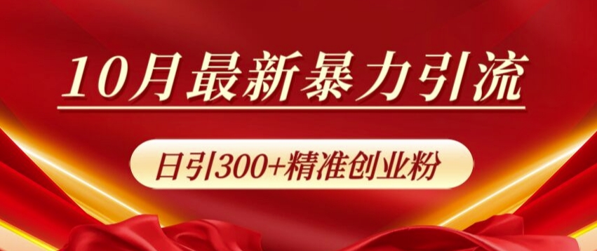 10月最新暴力引流私域完美闭环日引300精准创业粉揭秘