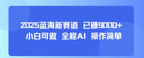 2025蓝海新赛道已挣9k小白可做全程AI操作简单